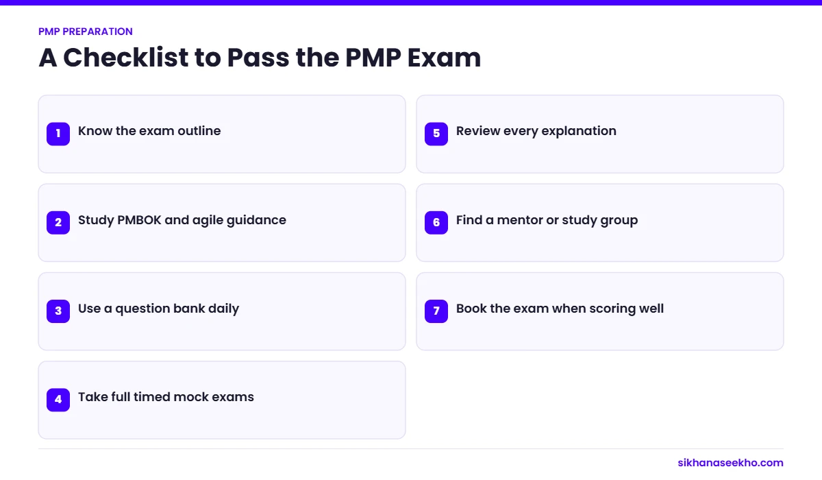 Seven-point checklist to pass the PMP exam